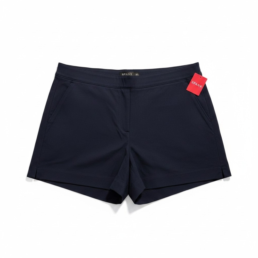 Spanx XL Classic Navy Polished 4" Short Womens Casual Athleisure Preppy